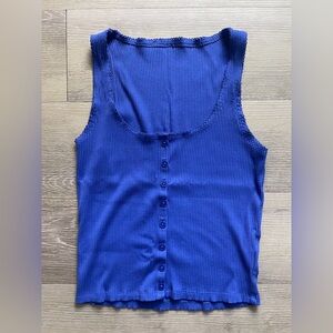 Like new blue ribbed y2k tank with buttons soft stretchy fabric